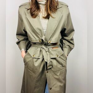 Vintage Together Military-Style Trench Coat | 100% Cotton | 10 Petite